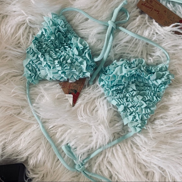 Light Blue Ruffle Bikini - Picture 3 of 5